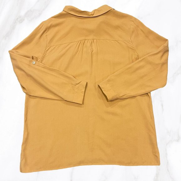 J.Jill Women's Peach 100% Silk‎ Button Up Long Sleeved Shirt, Size L - Picture 2 of 7